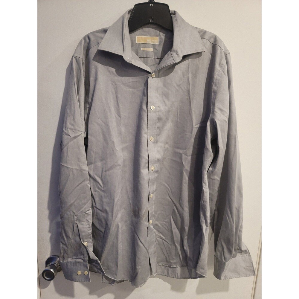 Michael Kors Men's Dress Shirt Medium 16 Gray Slim Fit Button Up